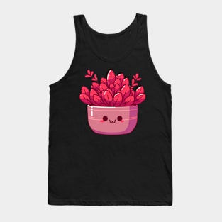 Cute Red Succulent in a Flower Pot | Cute Kawaii House Plant Design Tank Top